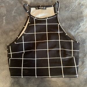 SHEIN Black and White Graphic Crop Tank Top